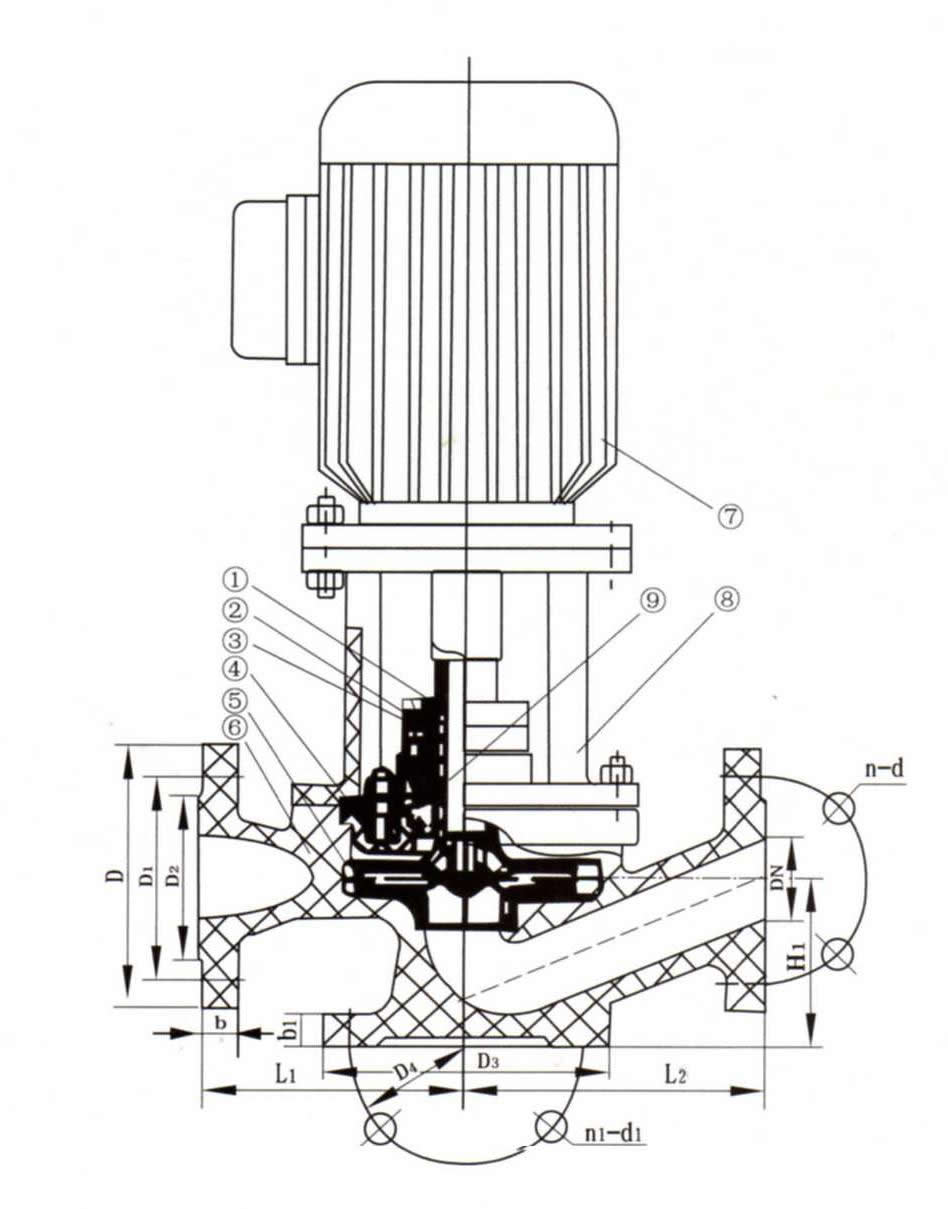 SL型酚醛玻璃鋼管道泵結構圖